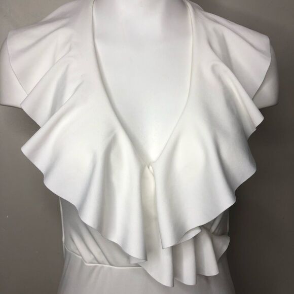 Shein White Ruffle Lace Up back swimsuit Size Small - Picture 2 of 7